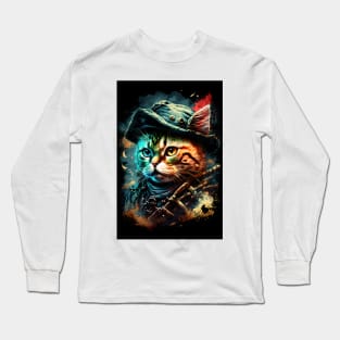 Pirate Cat Painting Long Sleeve T-Shirt